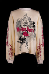 The Creme French Terry Angel Print Sweatshirt