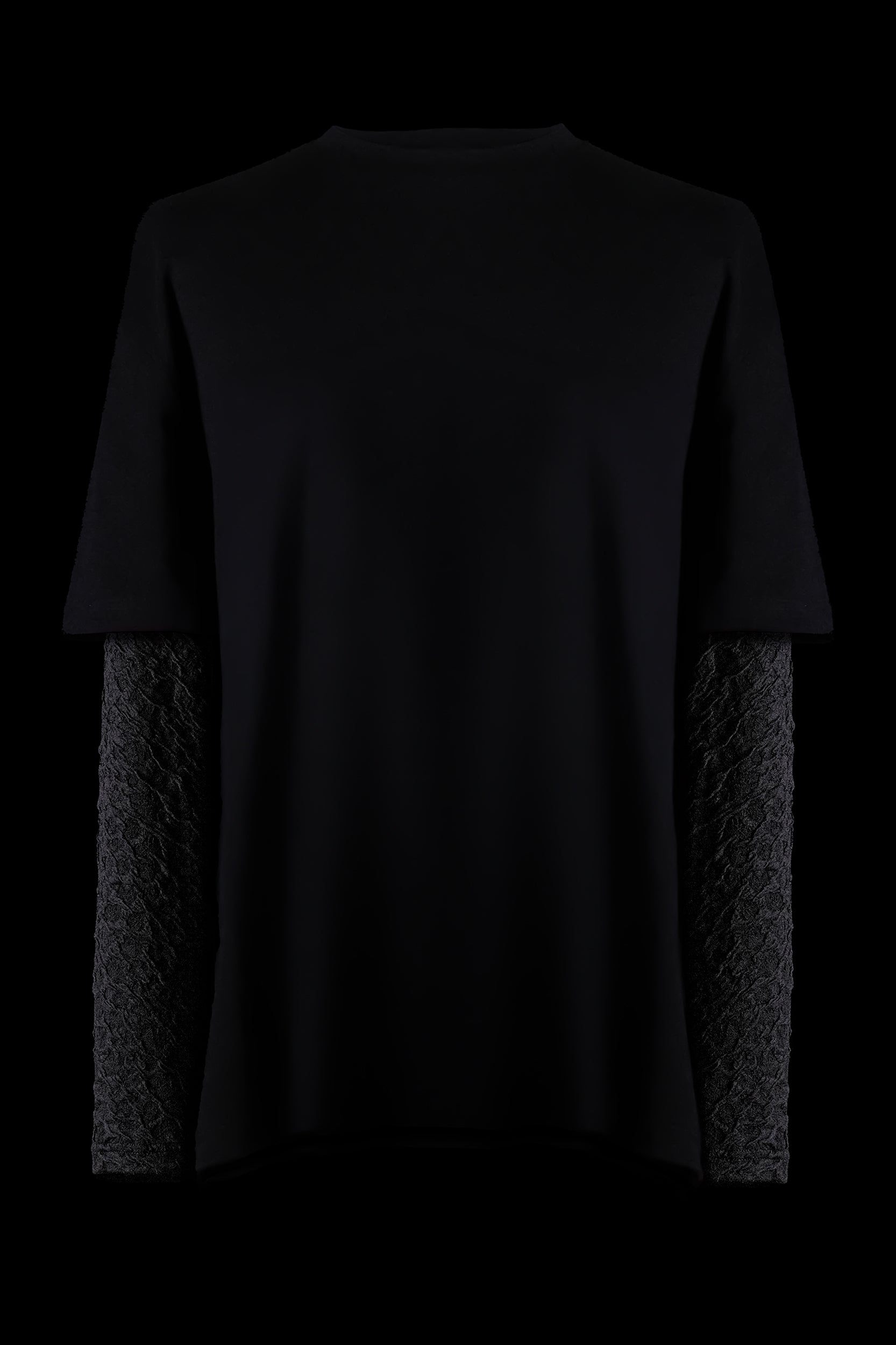 The Layered T-Shirt With Jacquard Knit Black Leopard Fitted Long Sleeves