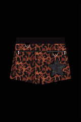 The Leopard Jacquard Drawstring Shorts in Orange