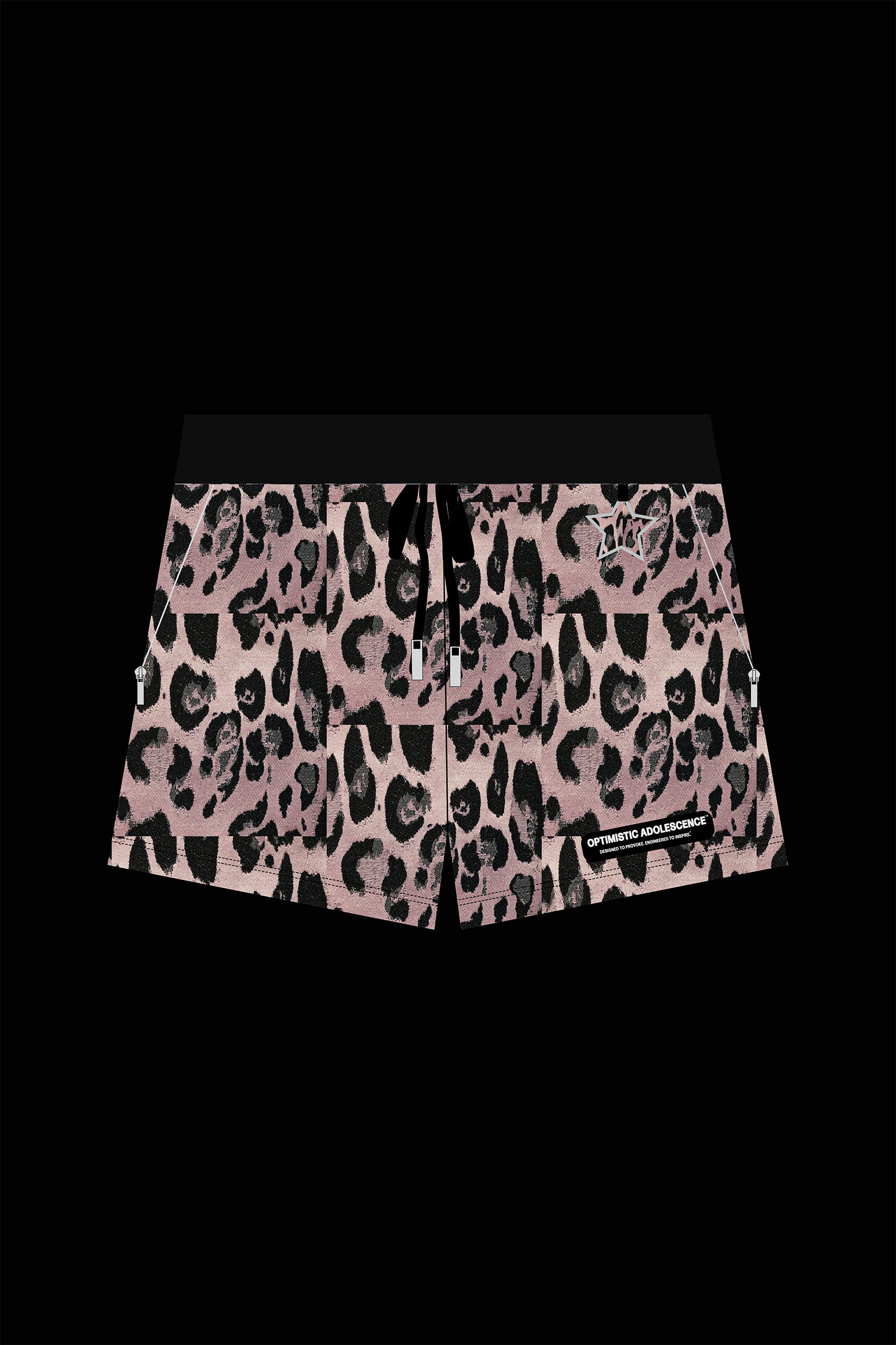 The Leopard Jacquard Drawstring Shorts in Pink