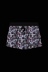 The Leopard Jacquard Drawstring Shorts in Purple