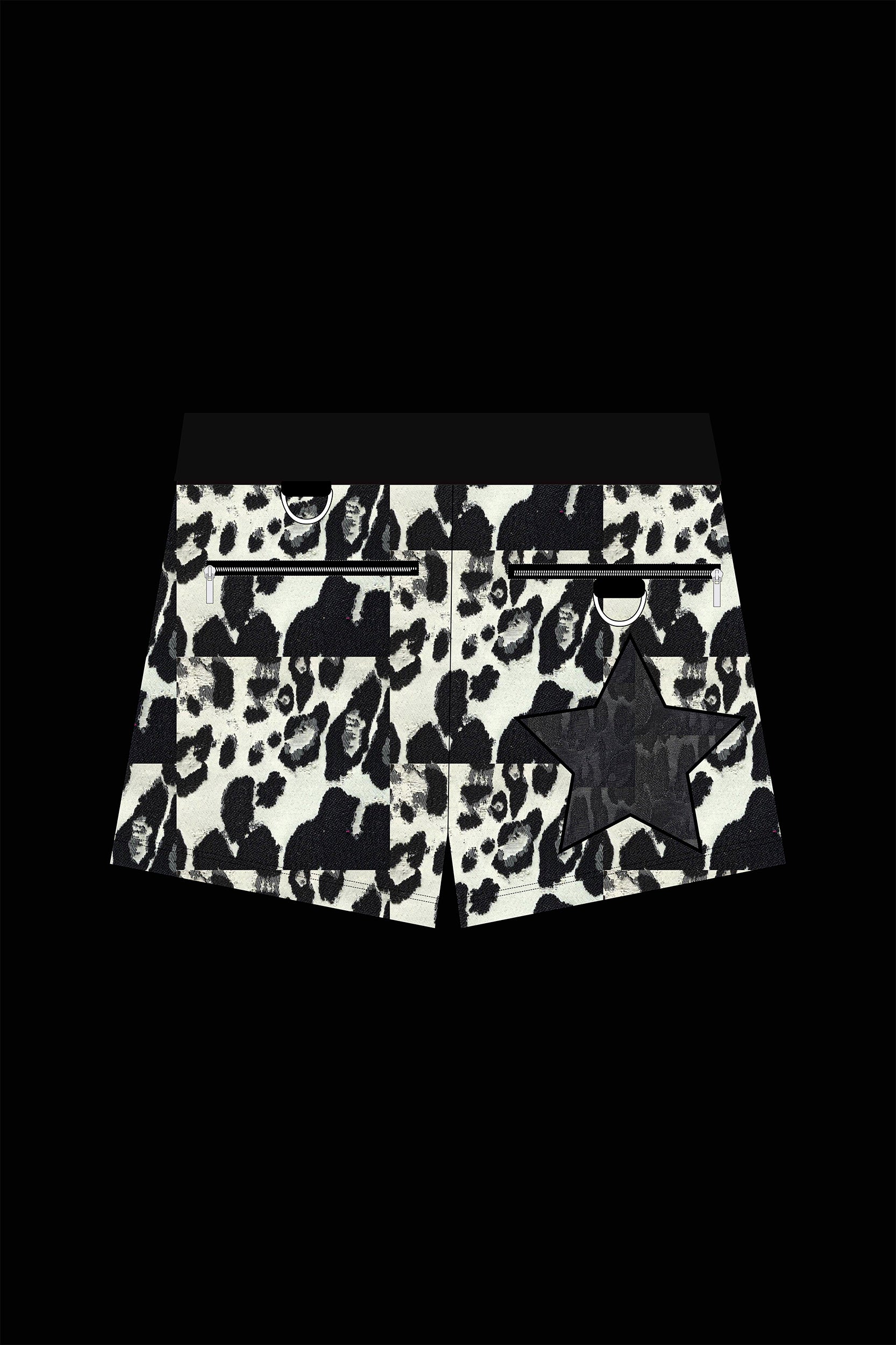 The Leopard Jacquard Drawstring Shorts in Ivory