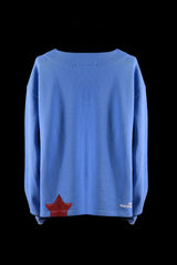 The Baby Blue Boat Neck Distressed French Terry Sweatshirt