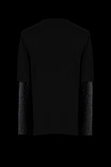 The Layered T-Shirt With Jacquard Knit Black Leopard Fitted Long Sleeves