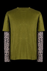 The Layered T-Shirt With Earth Tone Leopard Long Sleeves